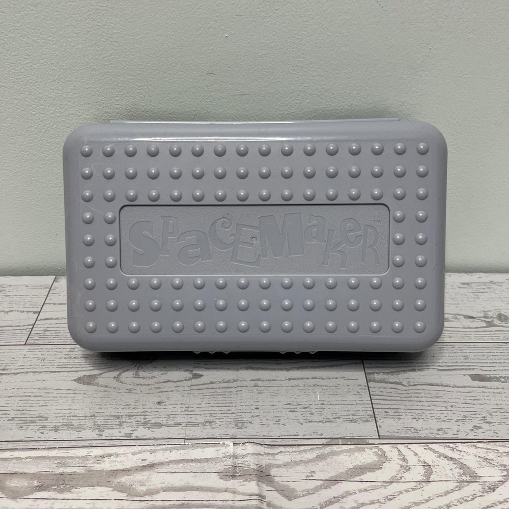 Vintage SpaceMaker Pencil Box Gray Black Plastic School Supply Case Made in USA